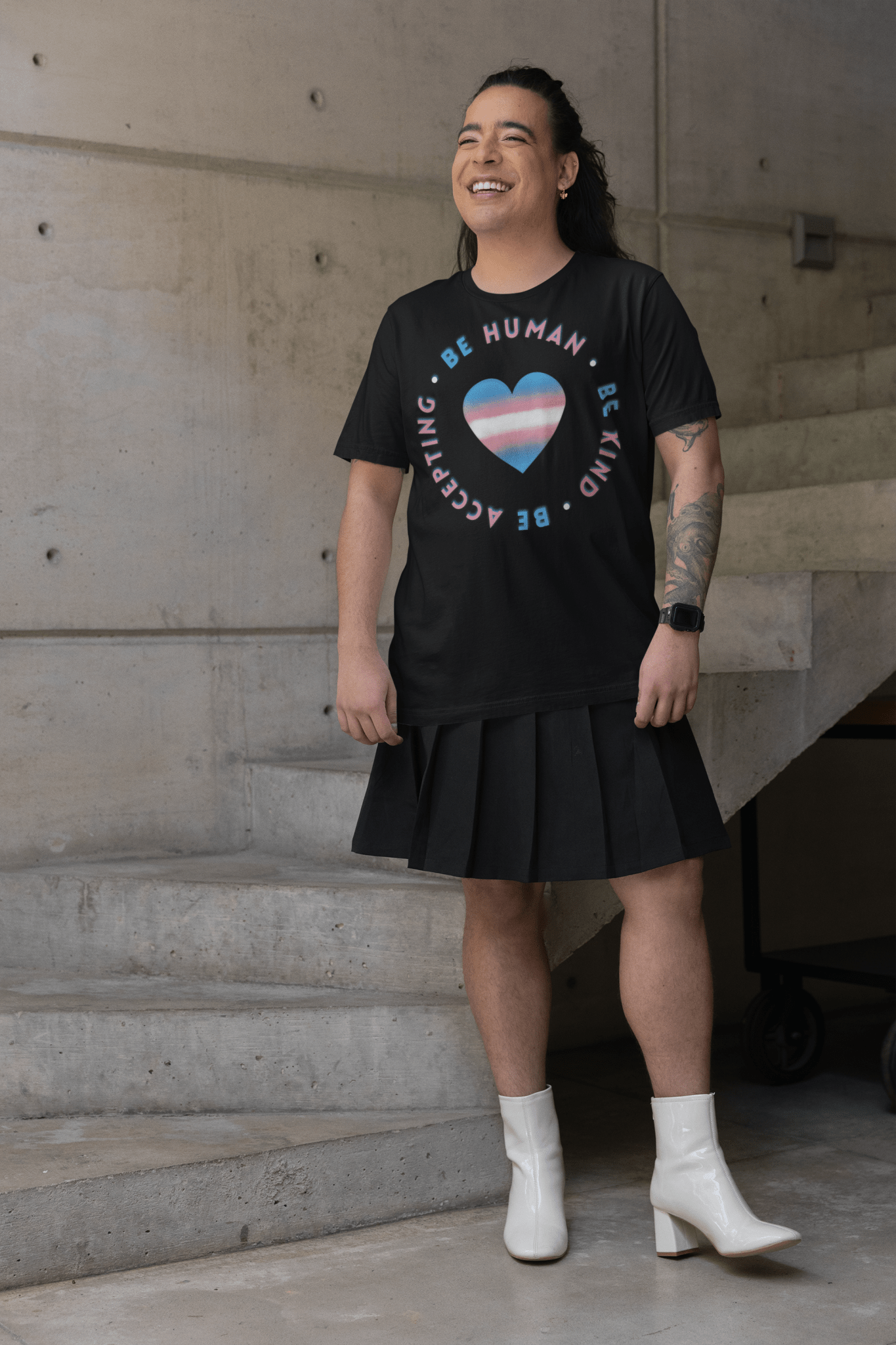 Be Human, Be Kind, Be Accepting Heart Gender Neutral T-Shirt - Belong + Thrive