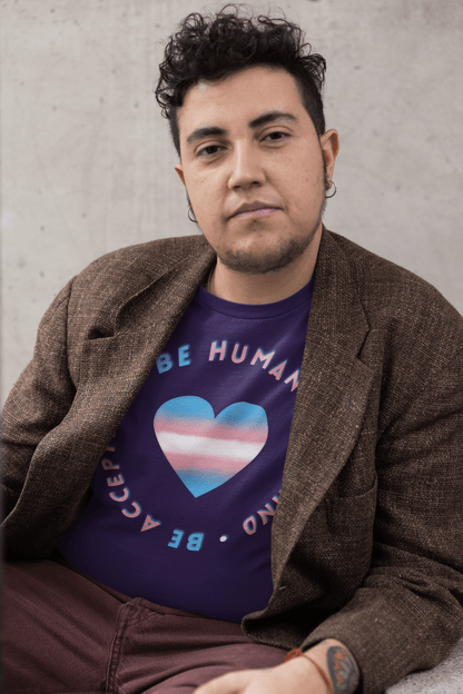 Be Human, Be Kind, Be Accepting Heart Gender Neutral T-Shirt - Belong + Thrive