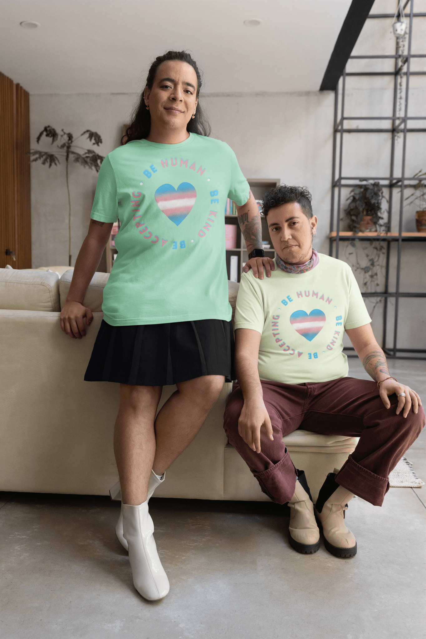 Be Human, Be Kind, Be Accepting Heart Gender Neutral T-Shirt - Belong + Thrive