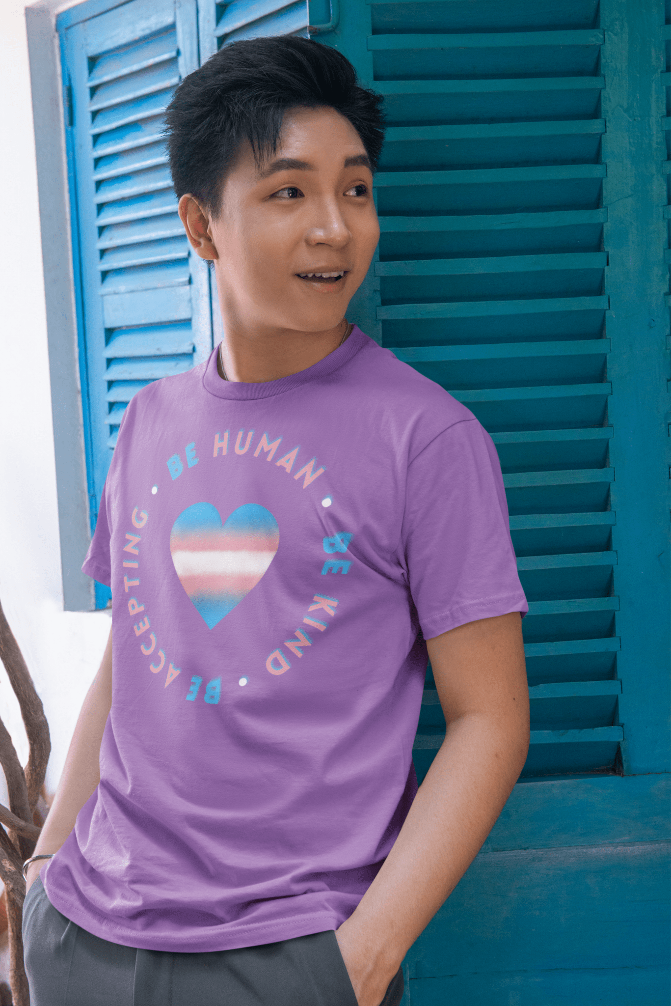Be Human, Be Kind, Be Accepting Heart Gender Neutral T-Shirt - Belong + Thrive