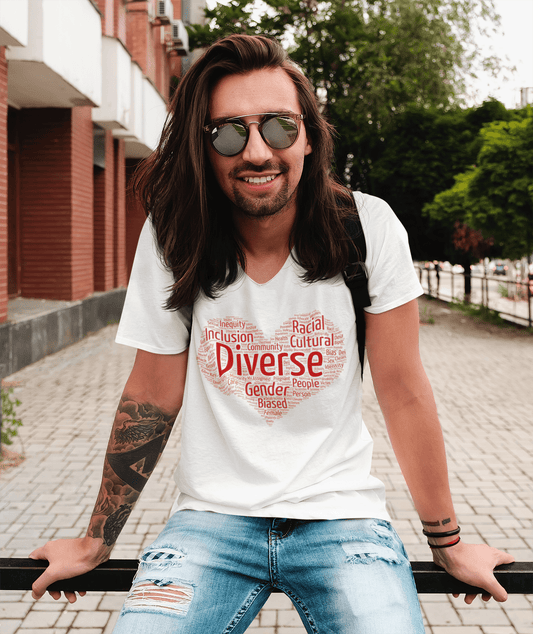 Heart of Inclusion Gender Neutral Short Sleeve V - Neck T-Shirt - Belong + Thrive