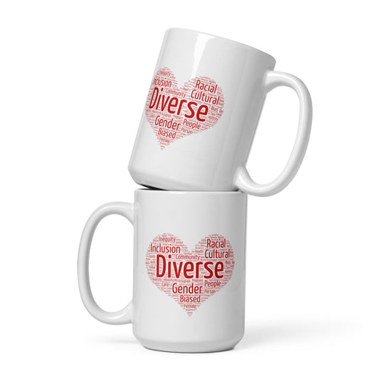 Heart of Inclusion White Glossy Mug - Belong + Thrive
