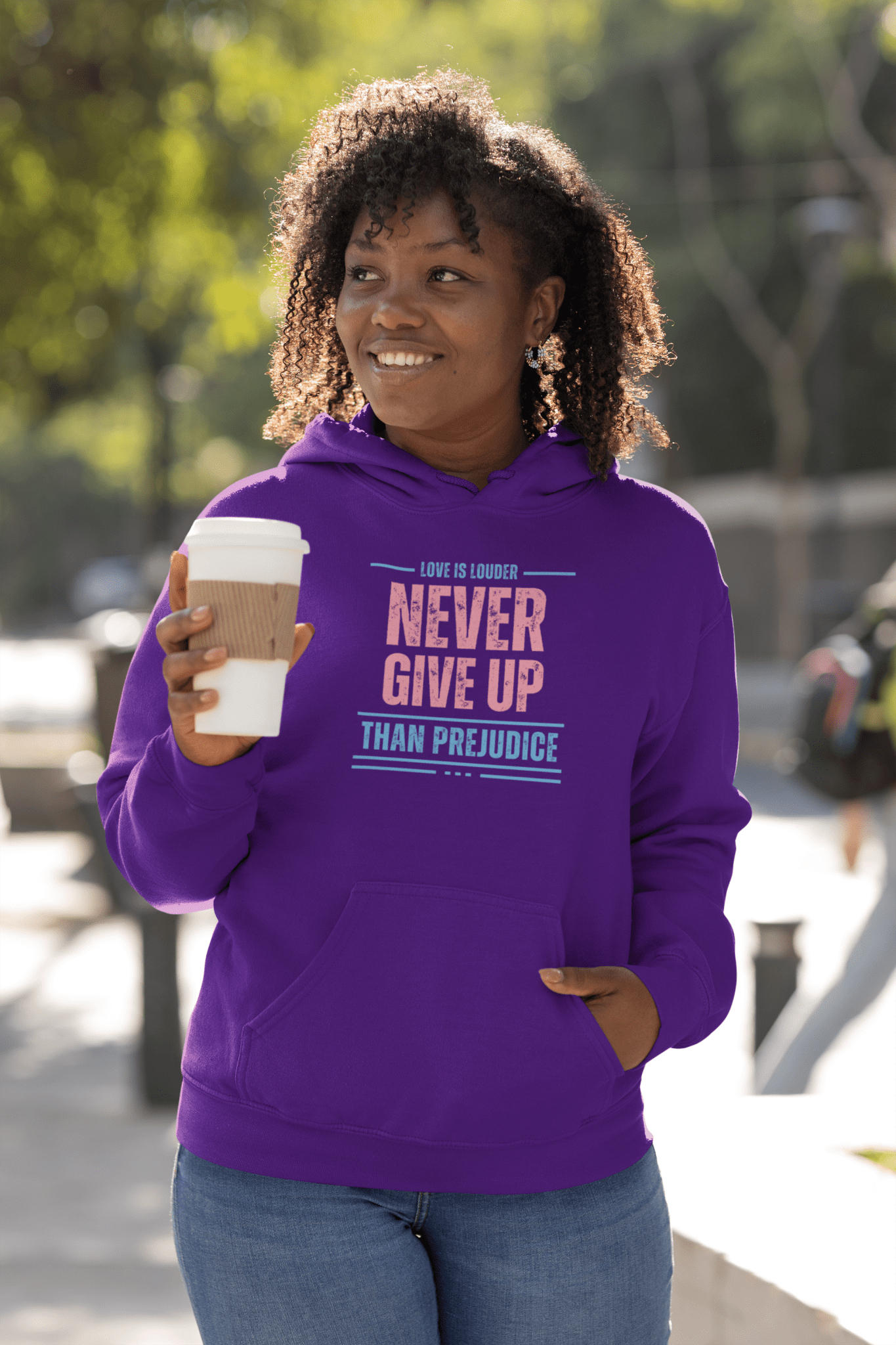Never Give Up Gender Neutral Hoodie - Belong + Thrive