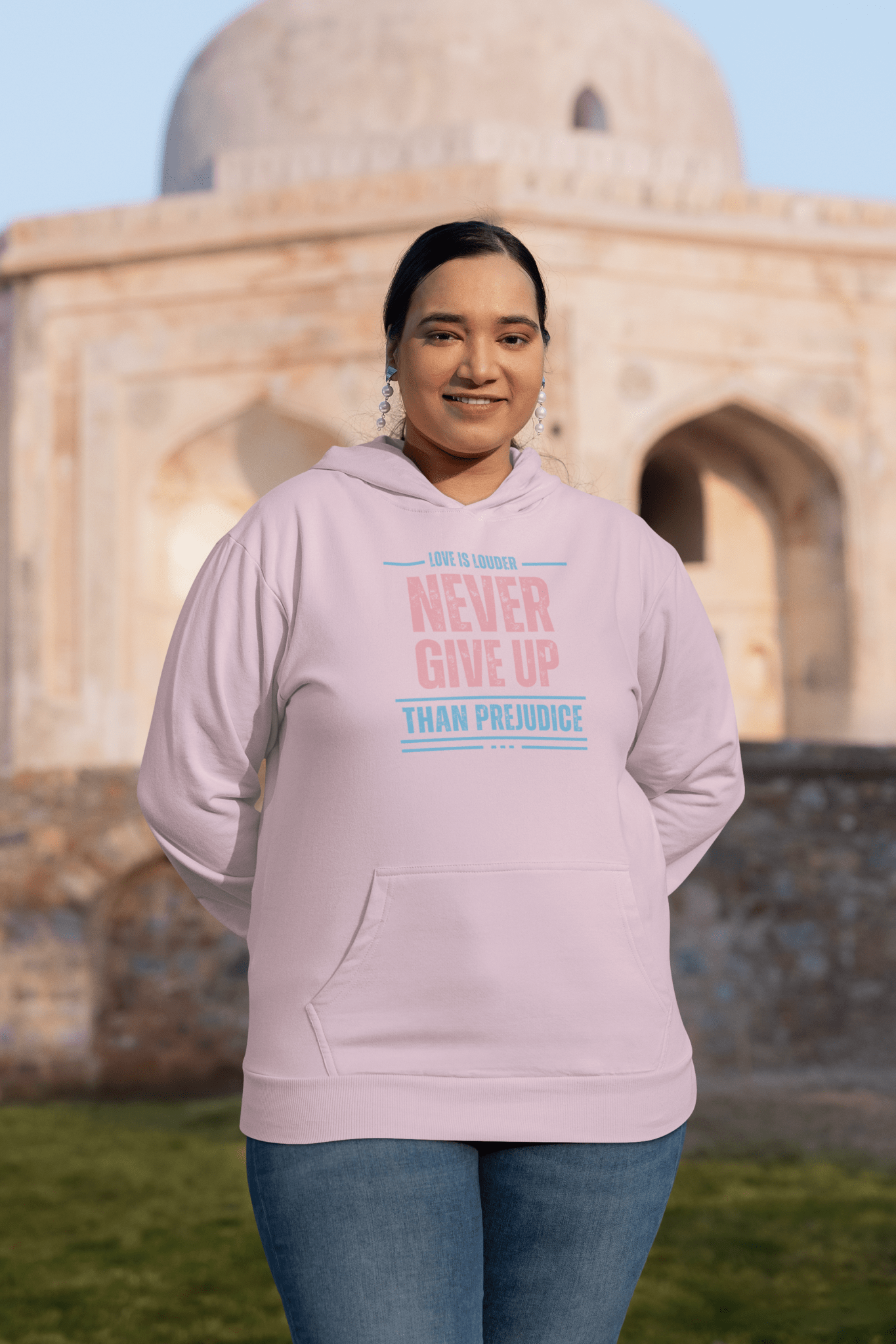 Never Give Up Gender Neutral Hoodie - Belong + Thrive